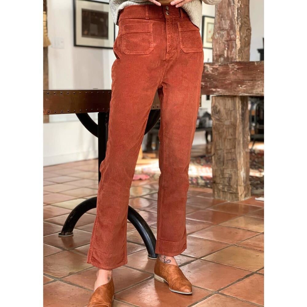 FAHERTY Portland Corduroy Pants High Rise Straight Gingerbread Womens Size 30